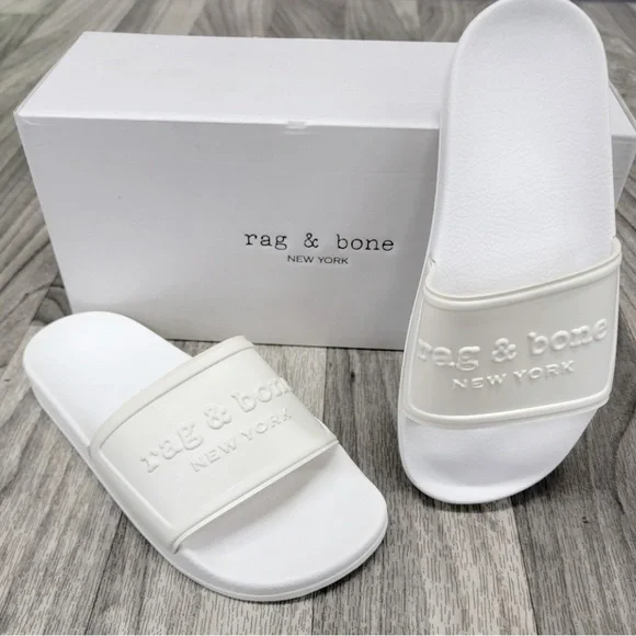 RAG & BONE New York signature off white pool slides 8 NIB - Picture 1 of 4